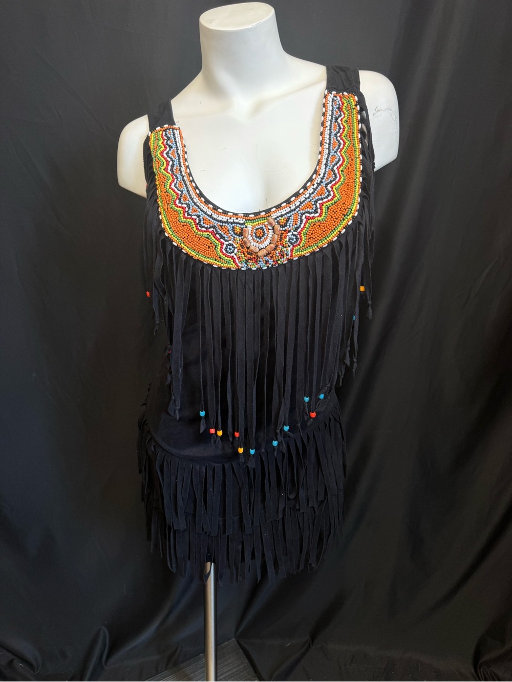 Black sued fringe dress with beautiful bead detail